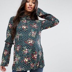 ASOS Maternity Spot & Floral High Neck Top